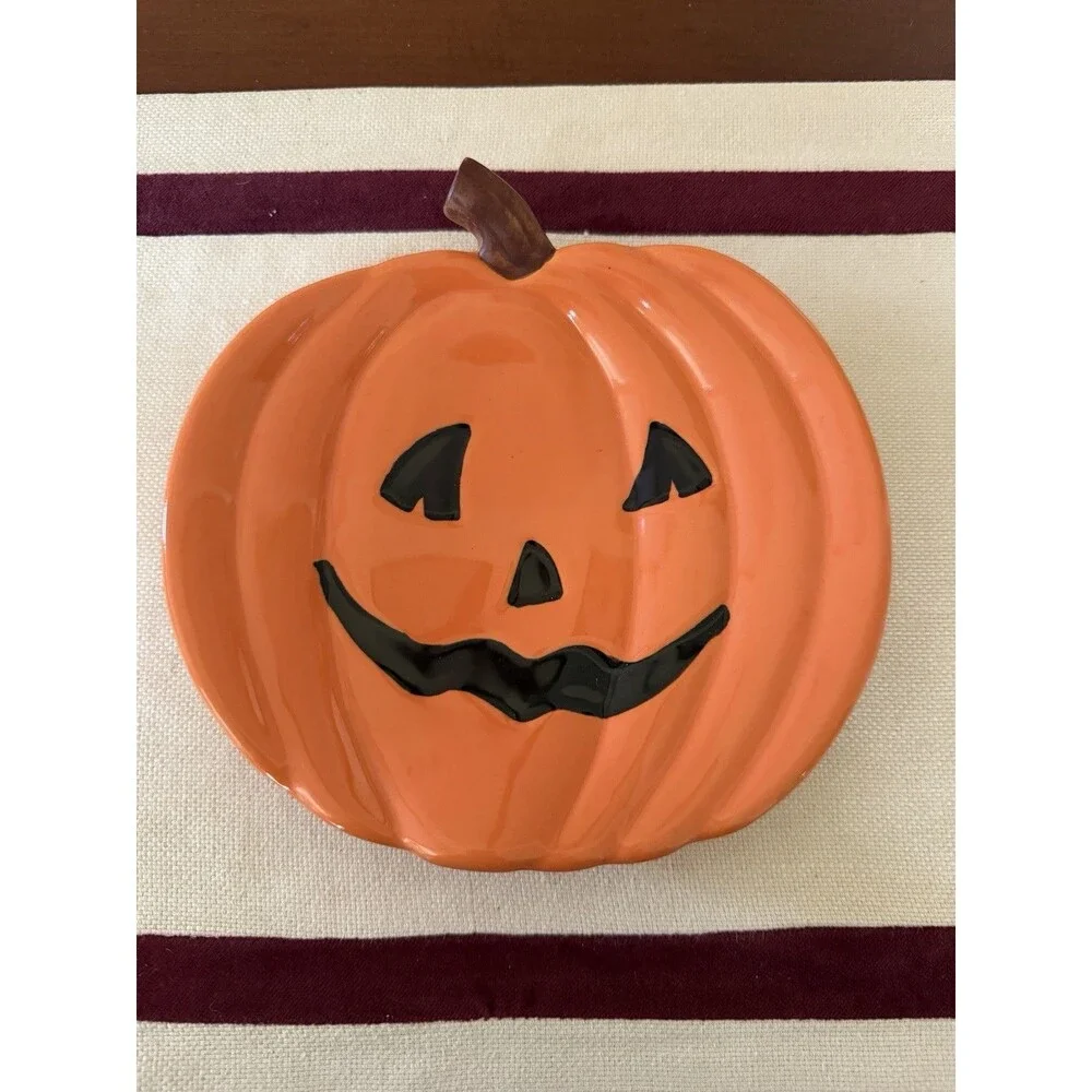 Pottery Barn Halloween Jack O Lantern Pumpkin Ceramic 7.5
